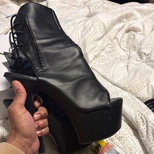 Pleaser Black Platform Lace-Up Shoes